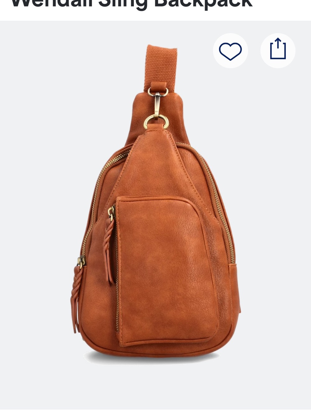 Urban Expressions Rust Tan Leather Crossbody Sling Bag